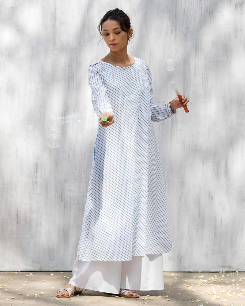 Boat Neck Kurta - Blue