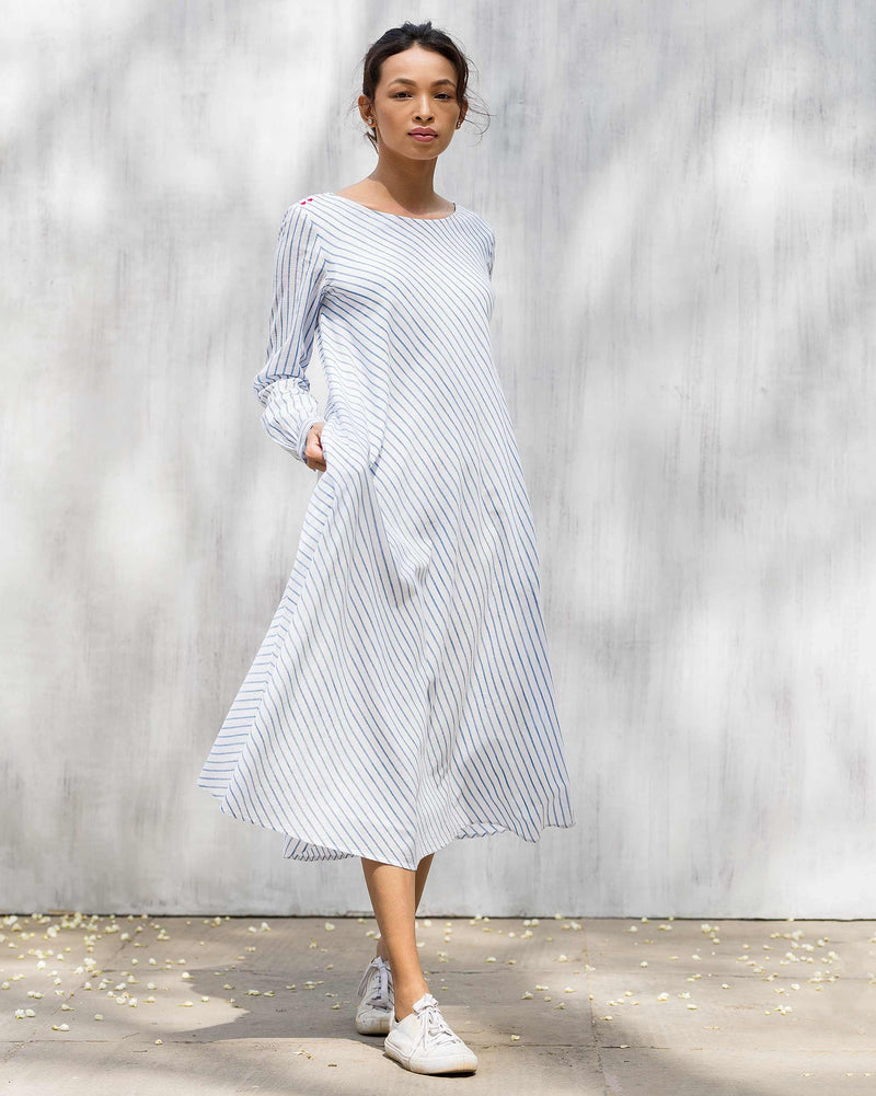 Boat Neck Kurta - Blue