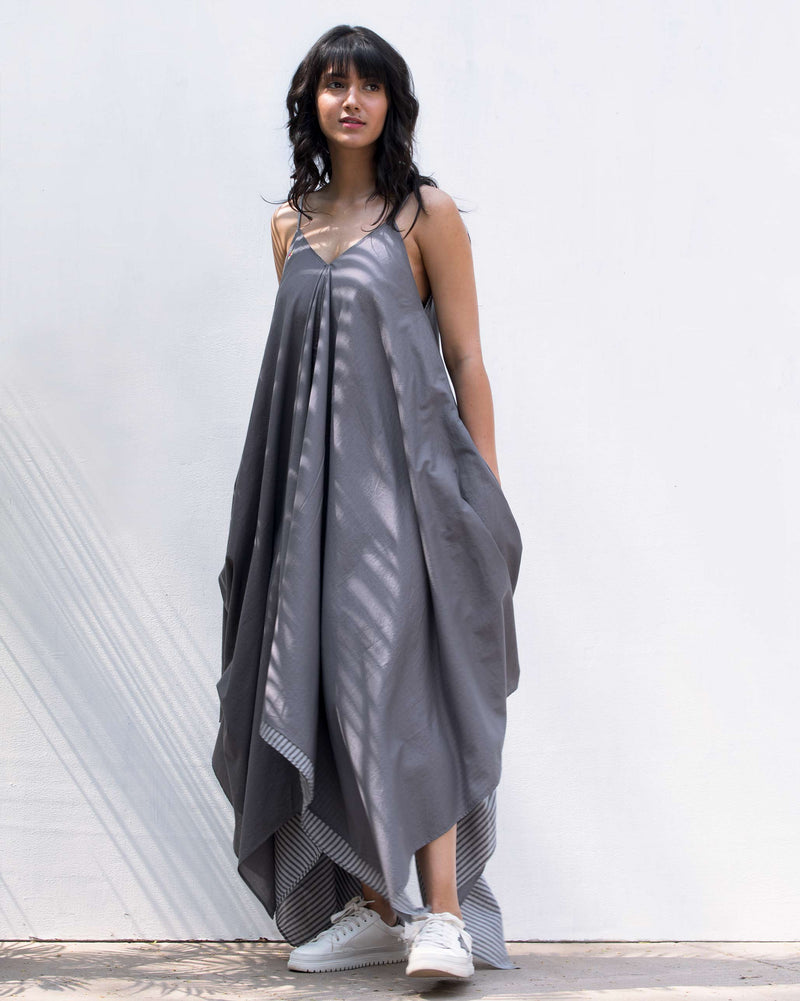 Handkerchief Reversible Dress - Grey