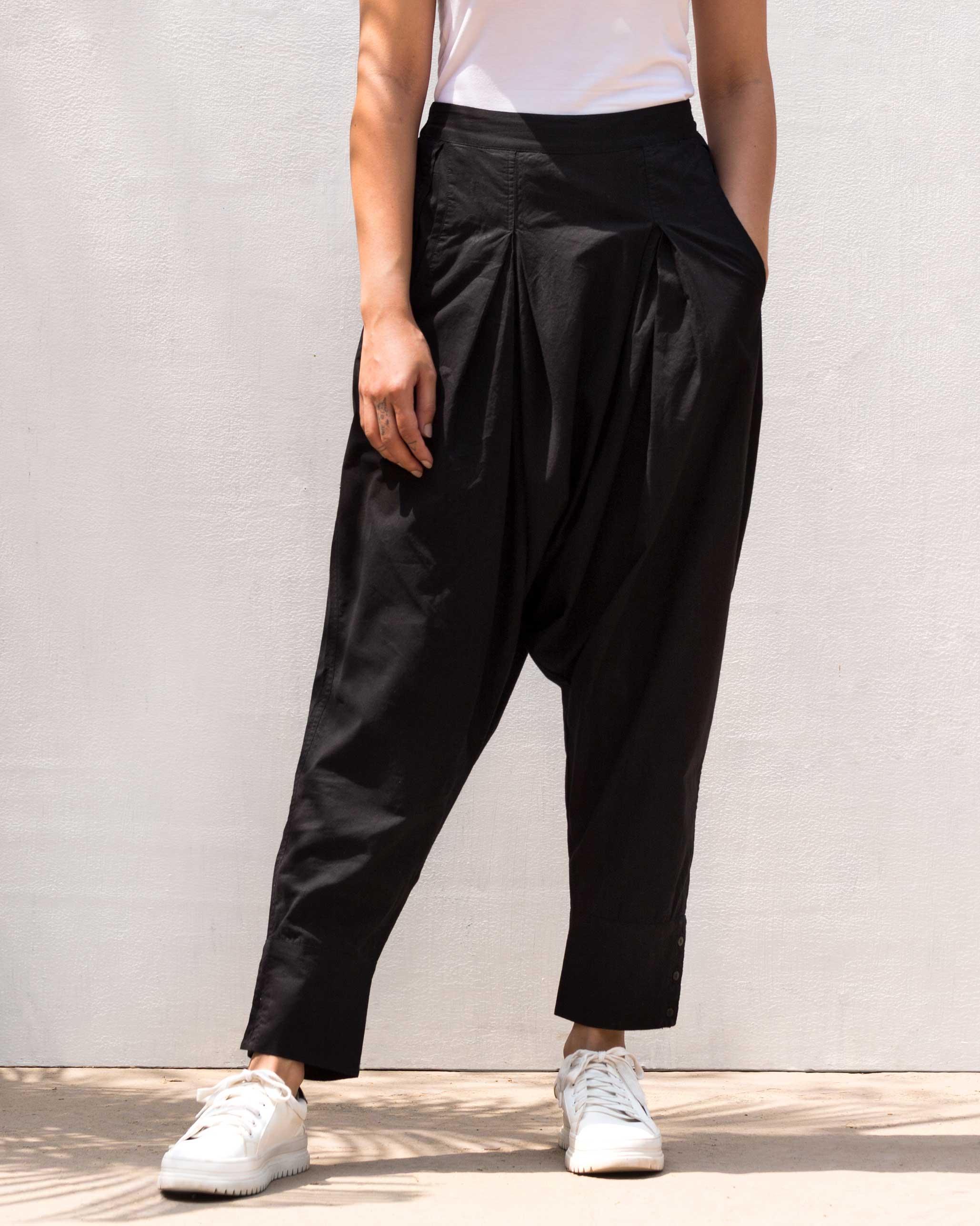 Drop Crotch Pants - Black