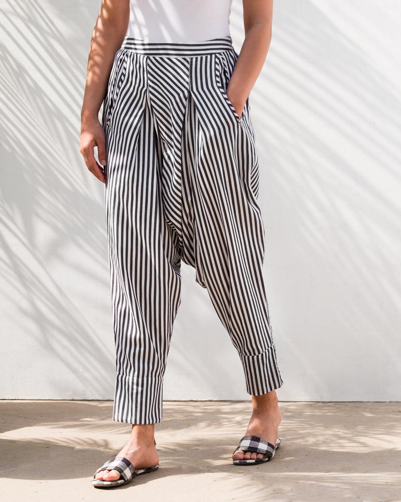 Drop Crotch Pants - Black & White