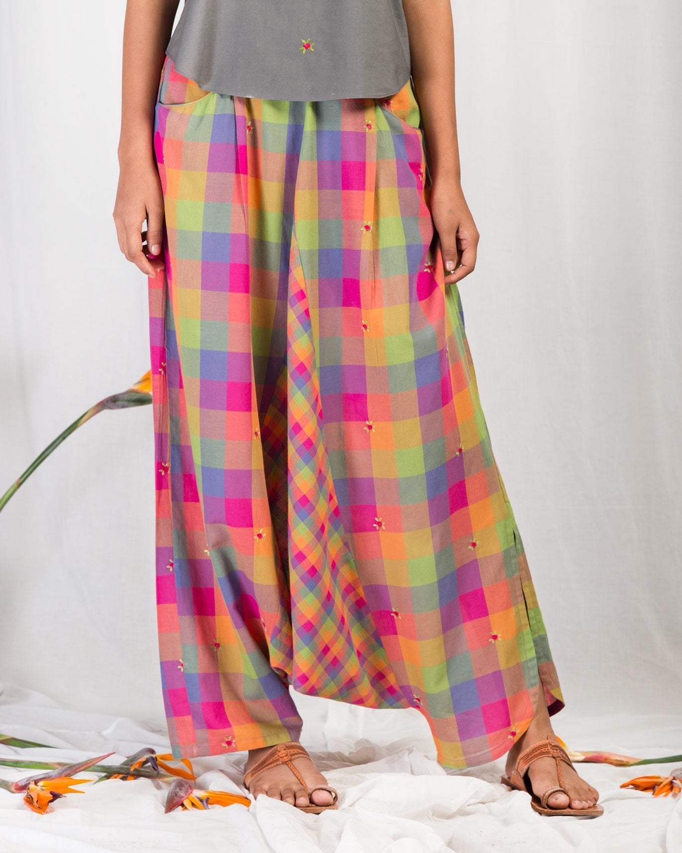 Drop Crotch Check Pants