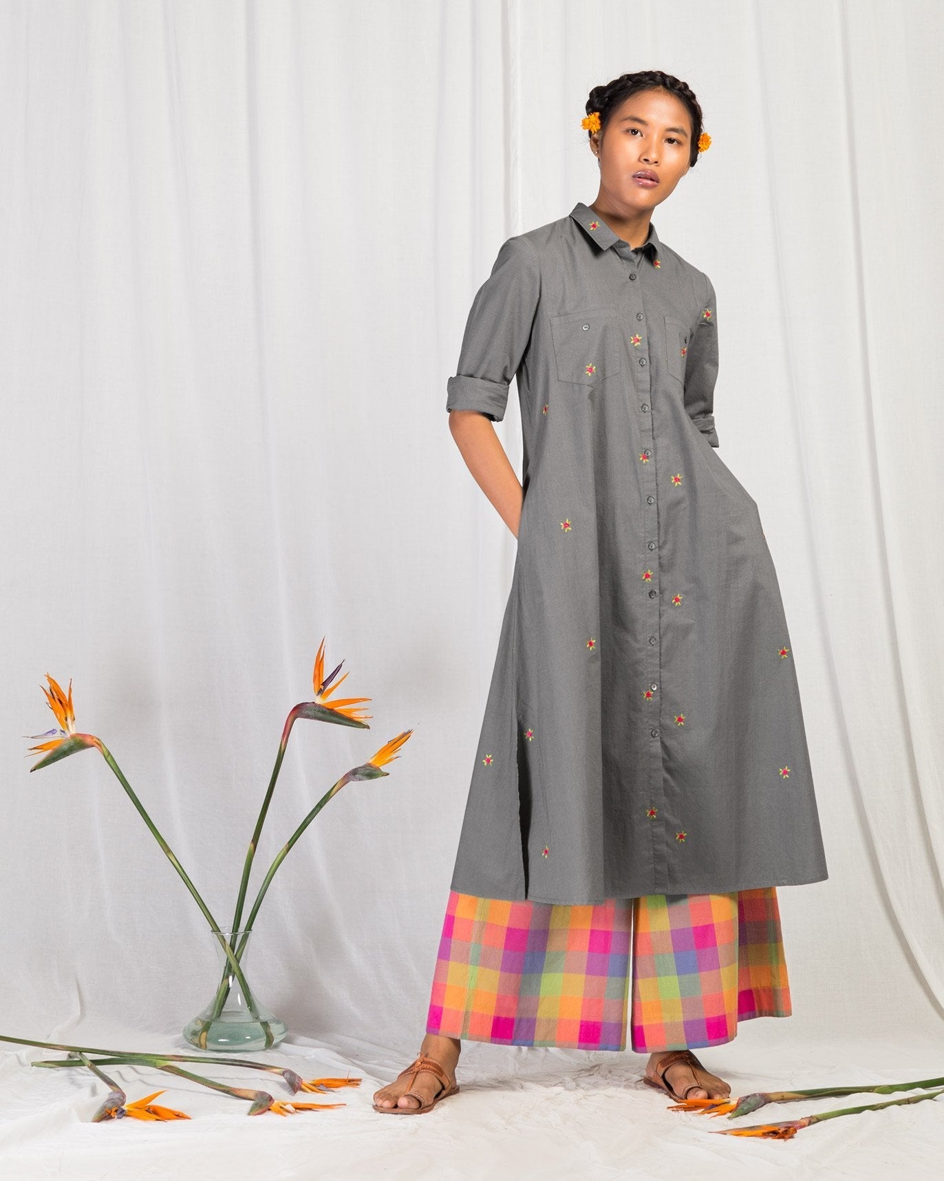Patch Pocket Dress - Grey