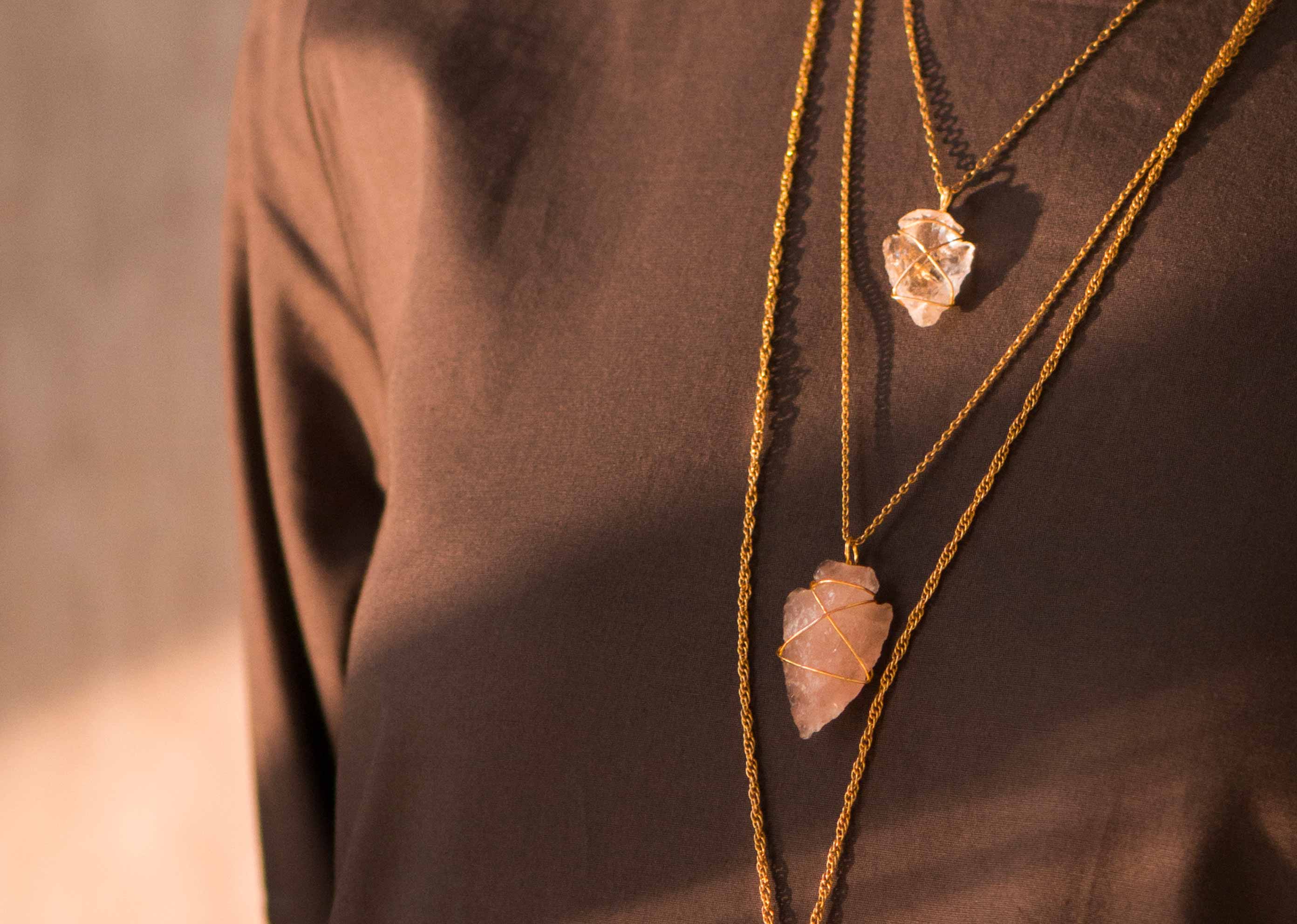 Arrowhead Rose Quartz Pendant - Medium