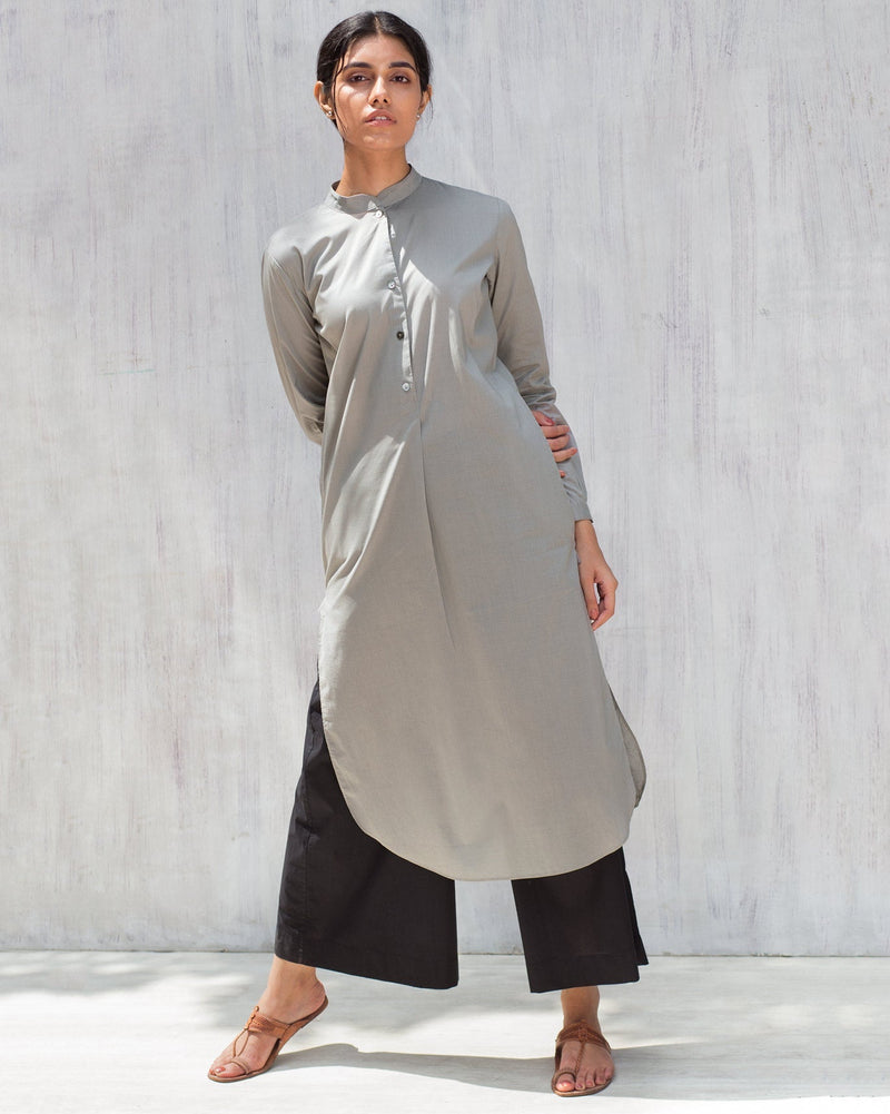 Basic Long Kurta - Grey