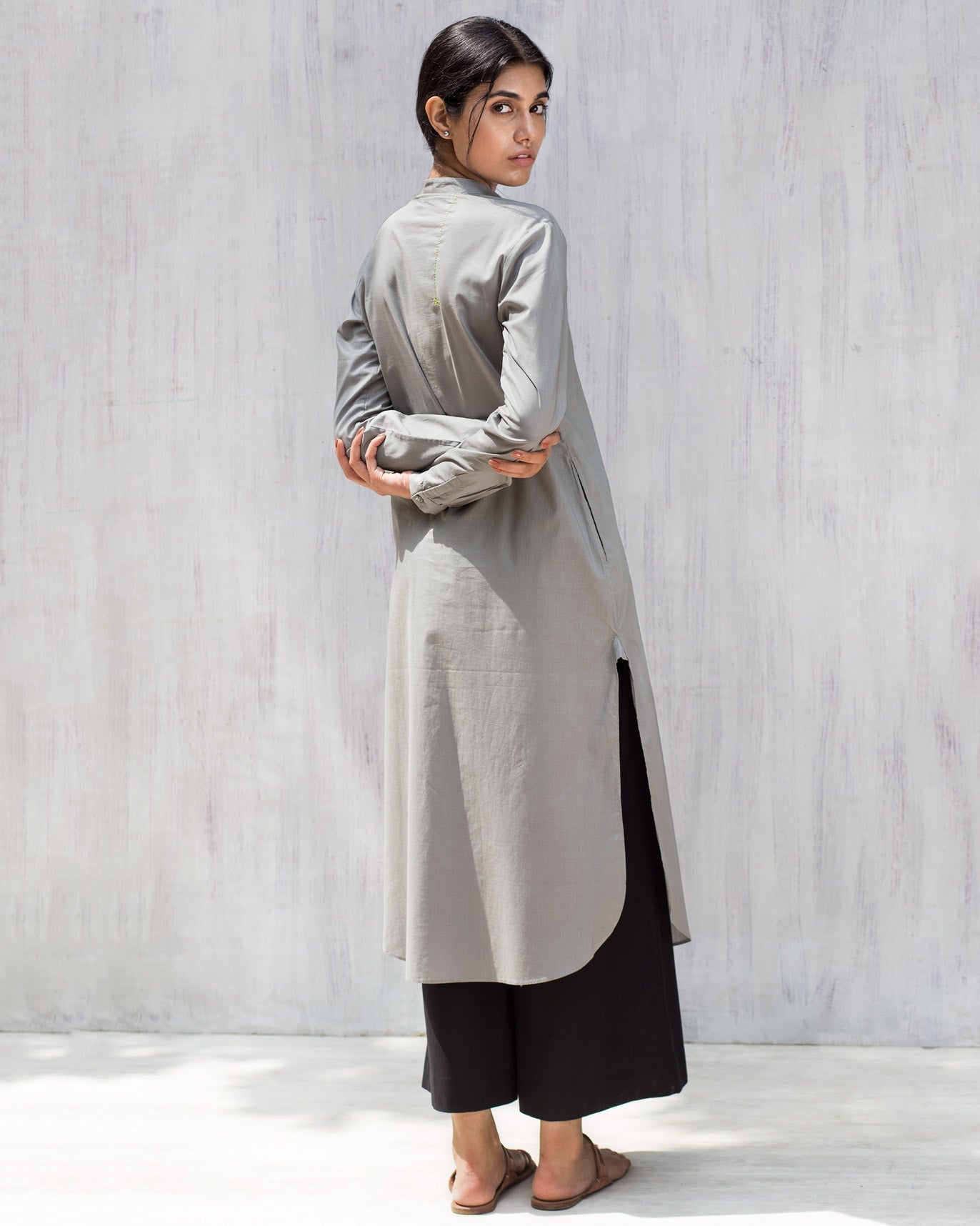 Basic Long Kurta - Grey