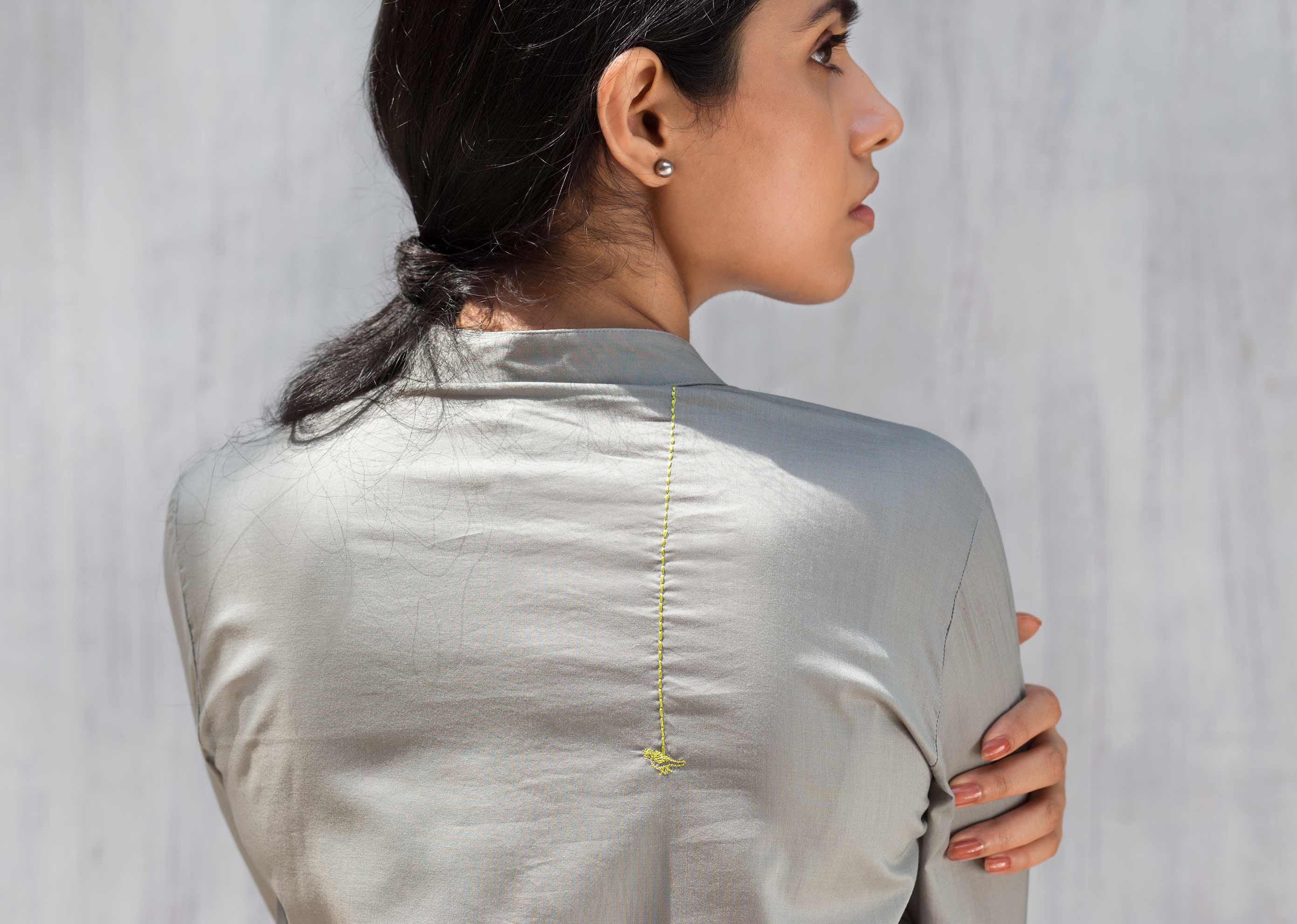 Basic Long Kurta - Grey