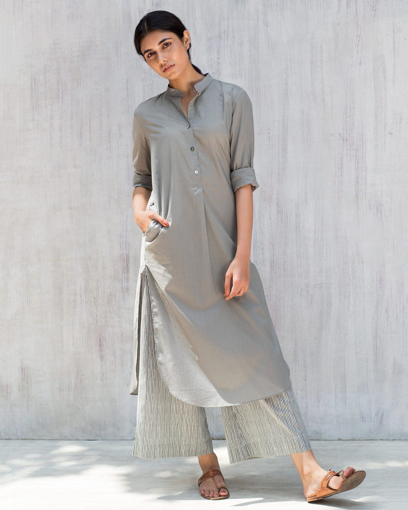 Basic Long Kurta - Grey