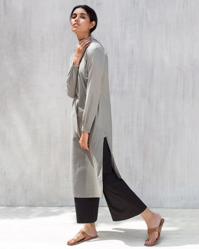 Basic Long Kurta - Grey