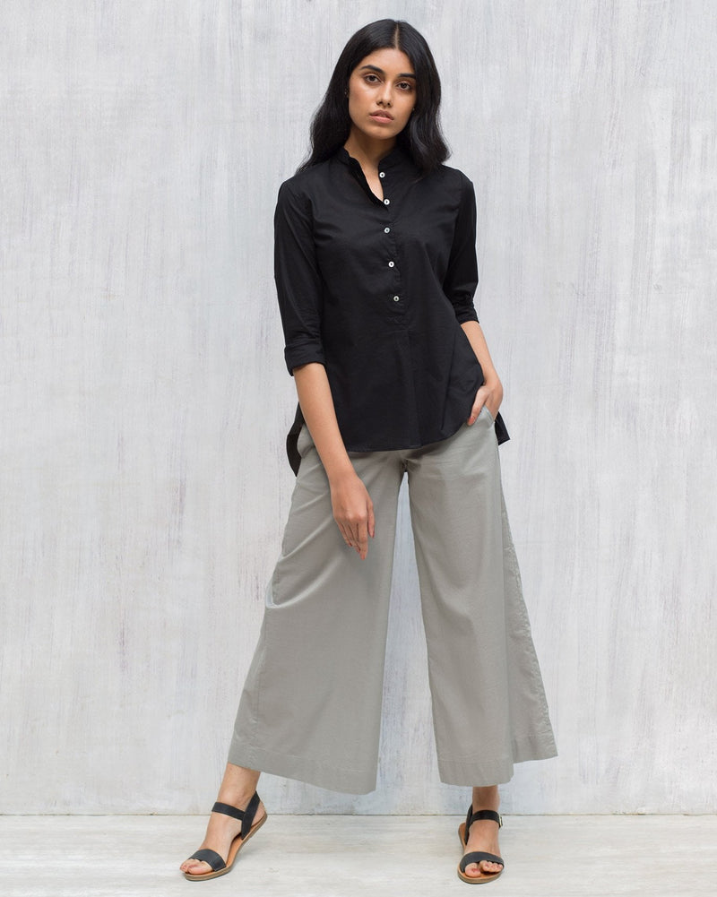 Mandarin Collar Top - Black