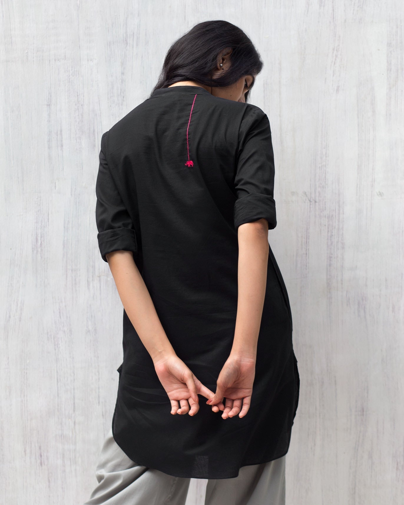 Basic Mid-length Kurta - Black