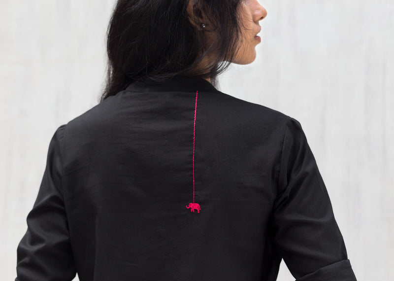 Basic Mid-length Kurta - Black