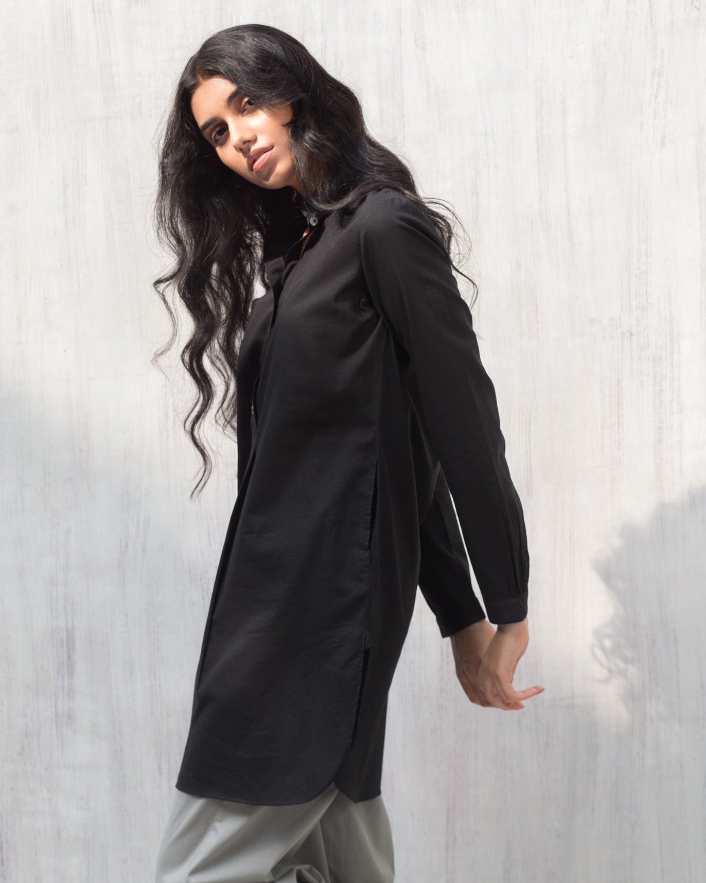 Basic Mid-length Kurta - Black