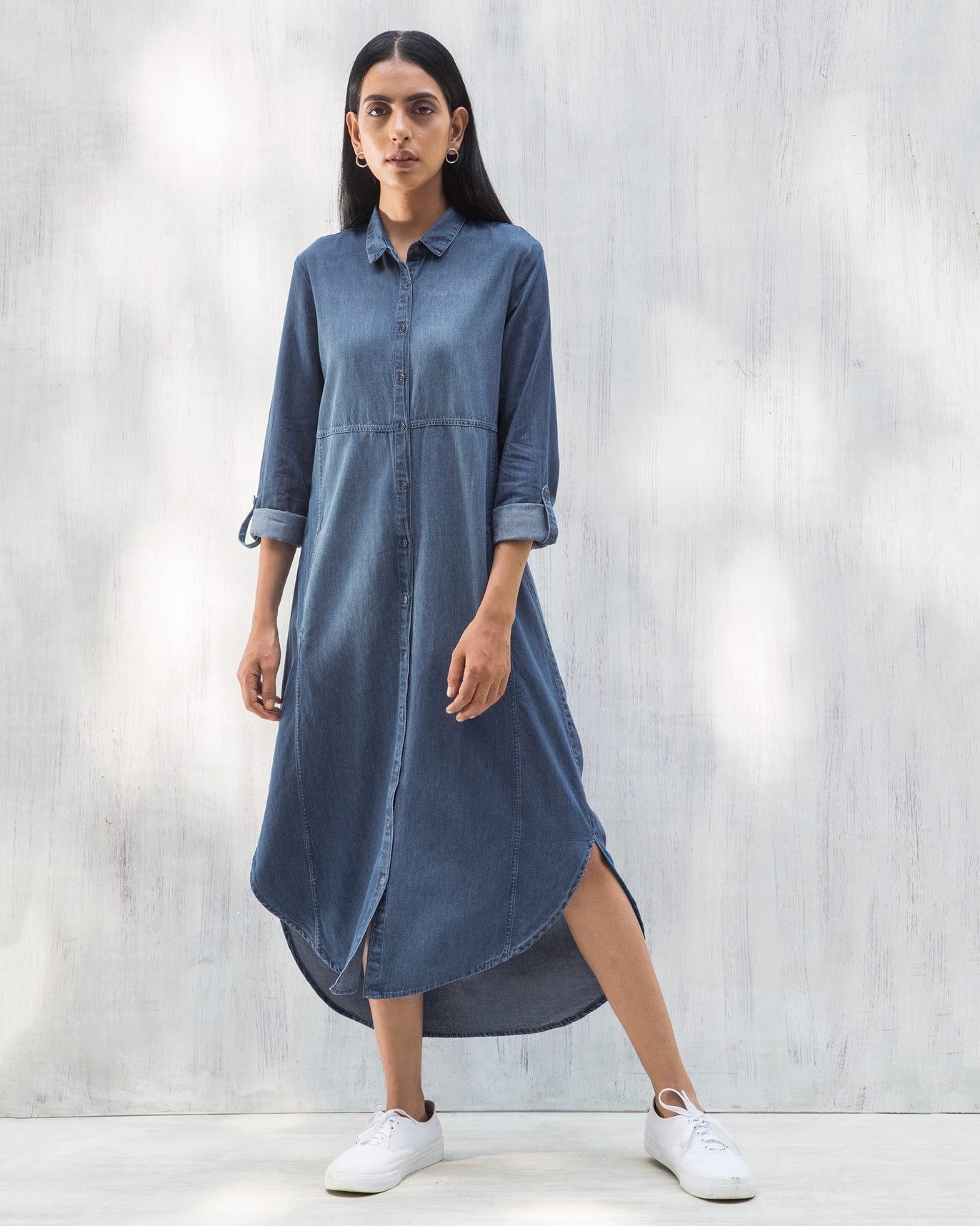 Pristine Long Shirt Dress - Blue