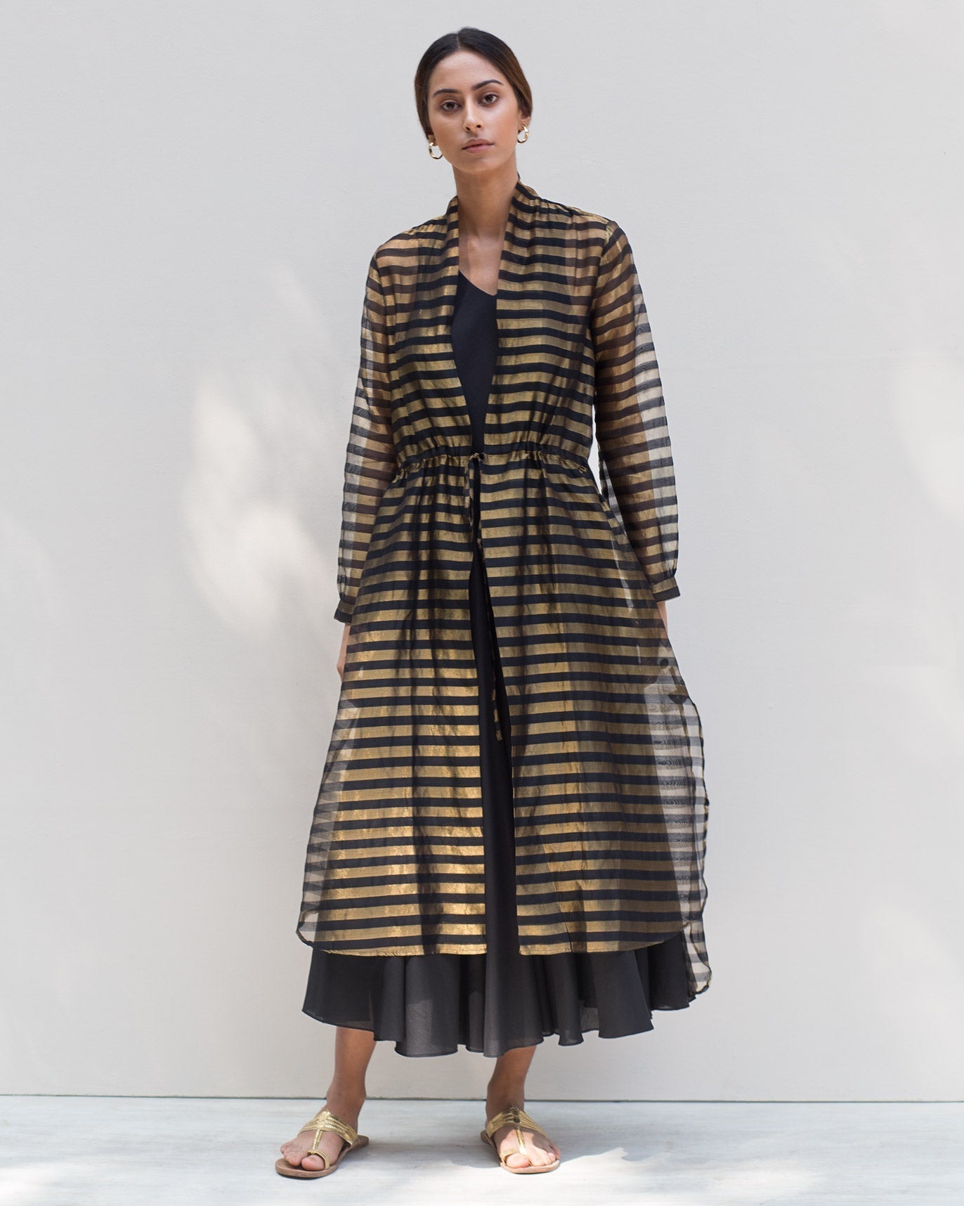 Black & Gold Zari Overlay - Black