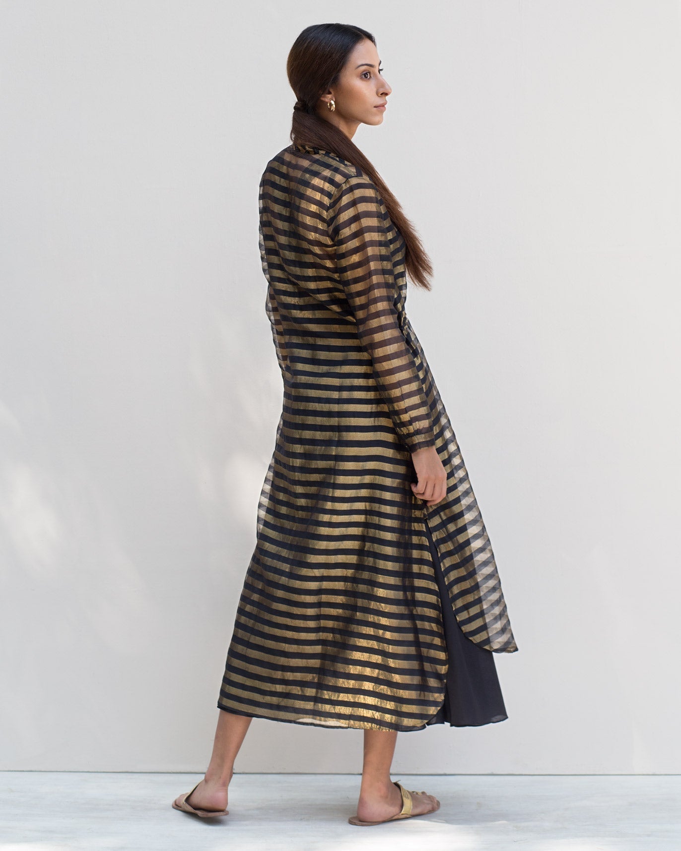 Black & Gold Zari Overlay - Black