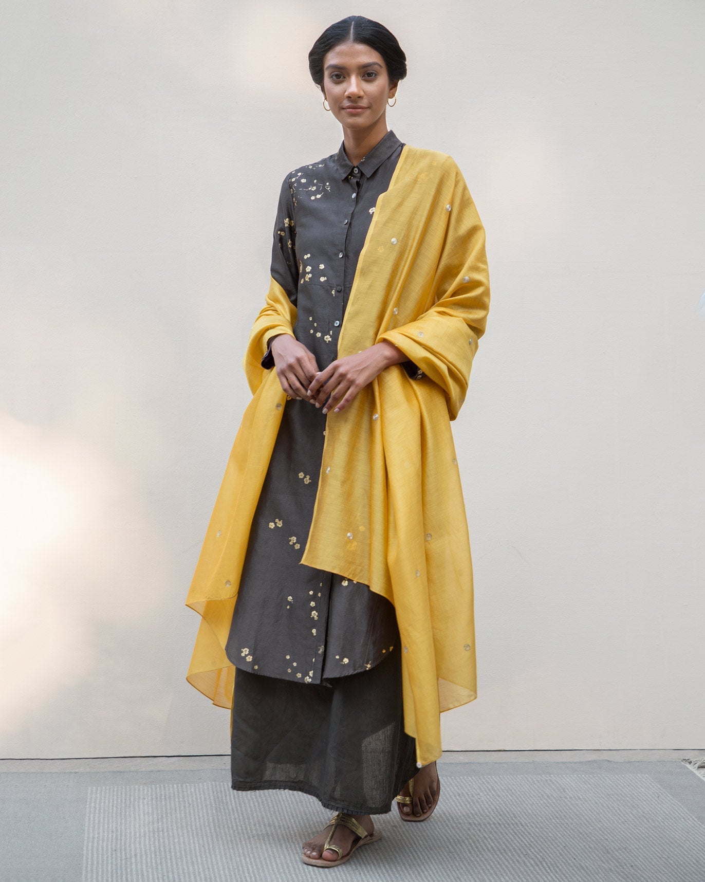 Ochre Zari Dot Dupatta