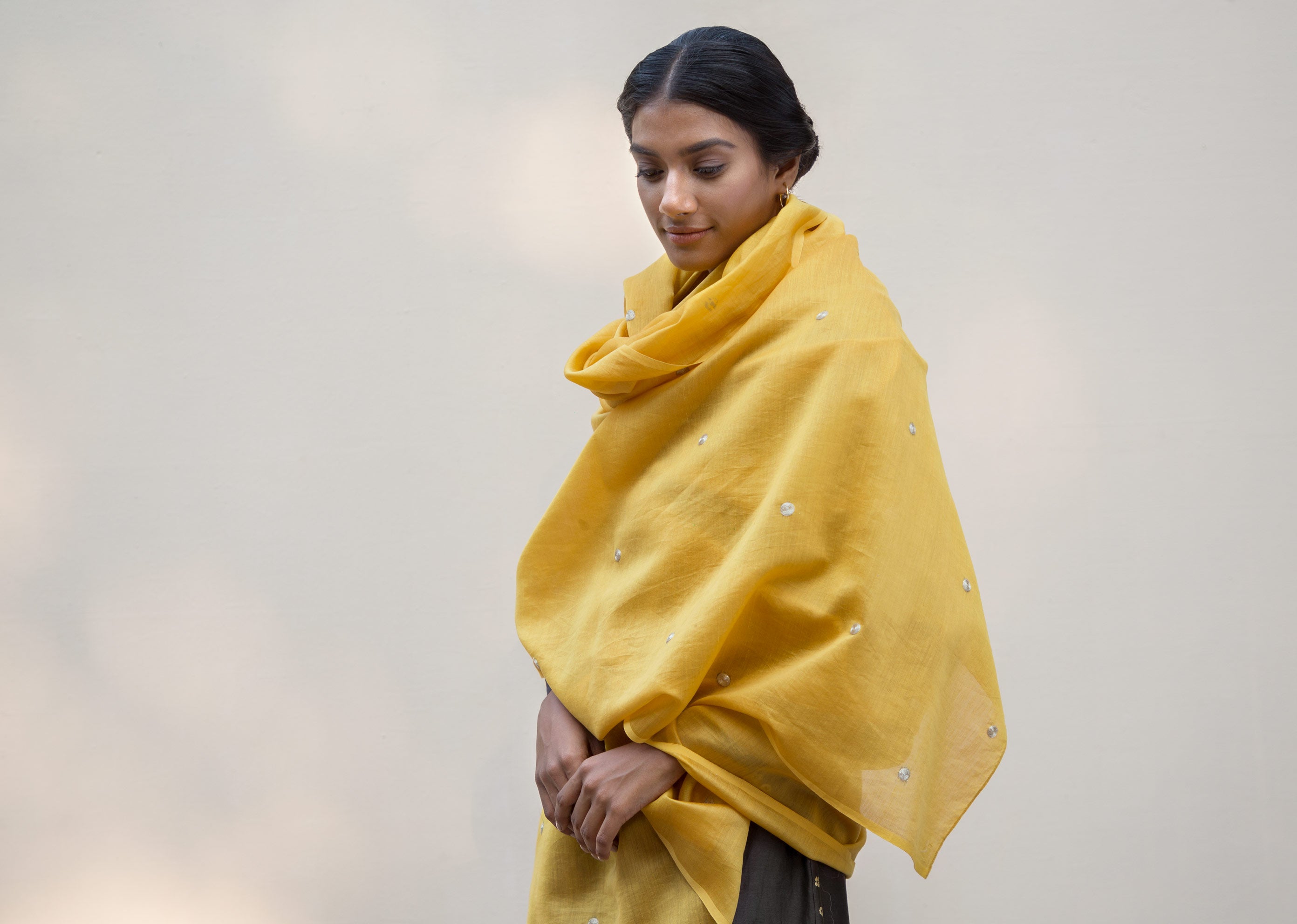 Ochre Zari Dot Dupatta
