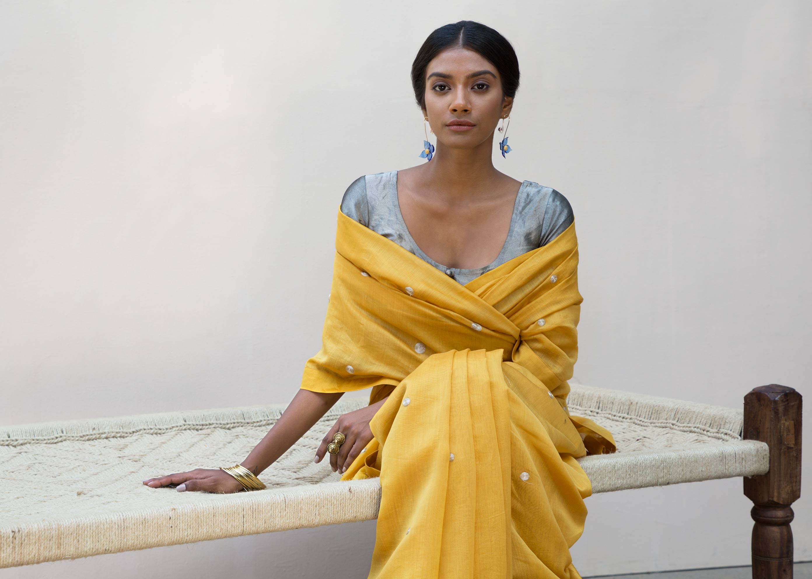 Ochre Zari Dot Sari