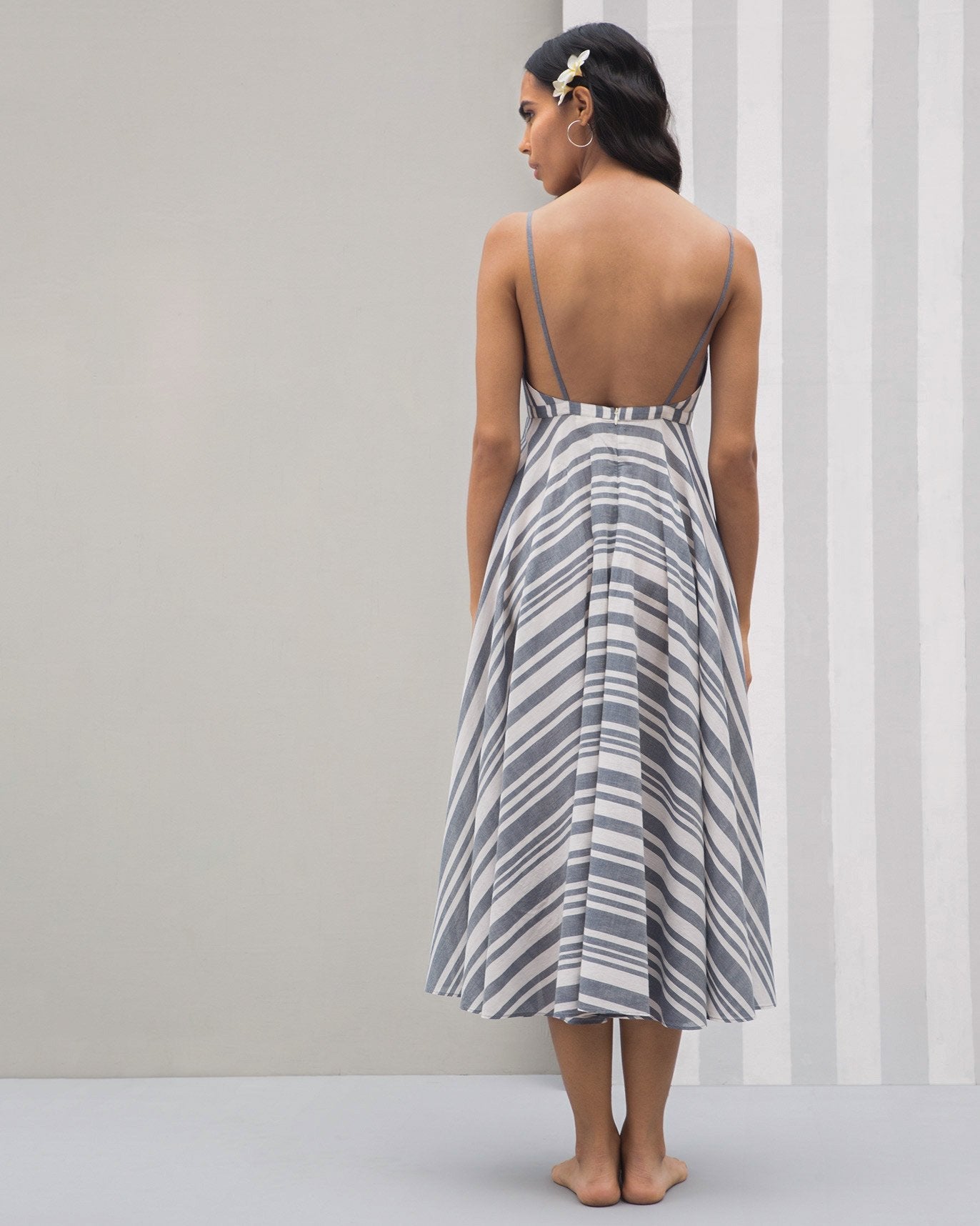 Empire Maxi Stripe Dress - Blue