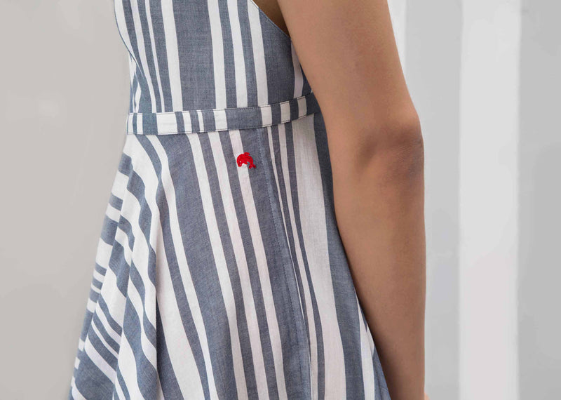 Empire Maxi Stripe Dress - Blue