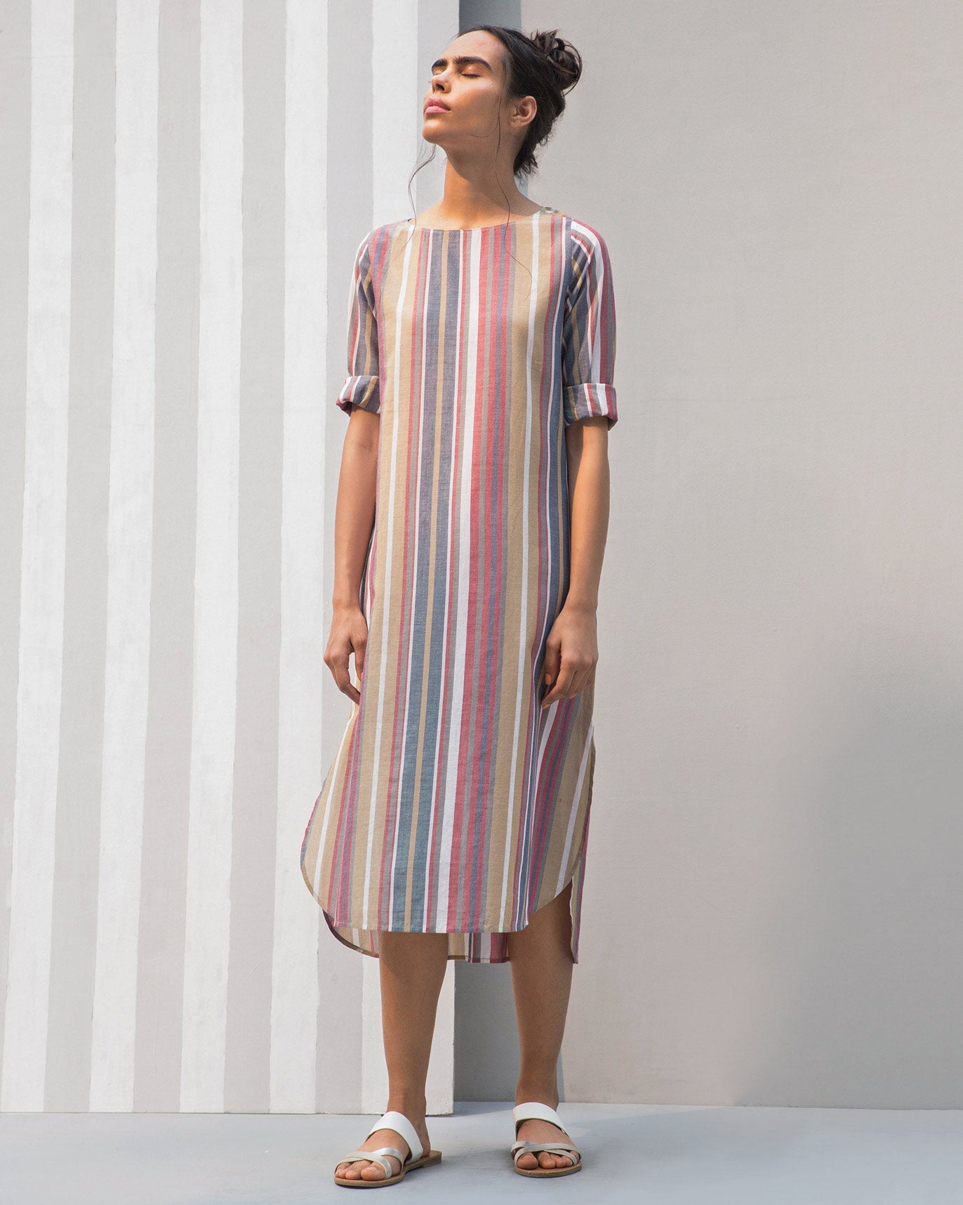 Boat Neck Stripe Dress