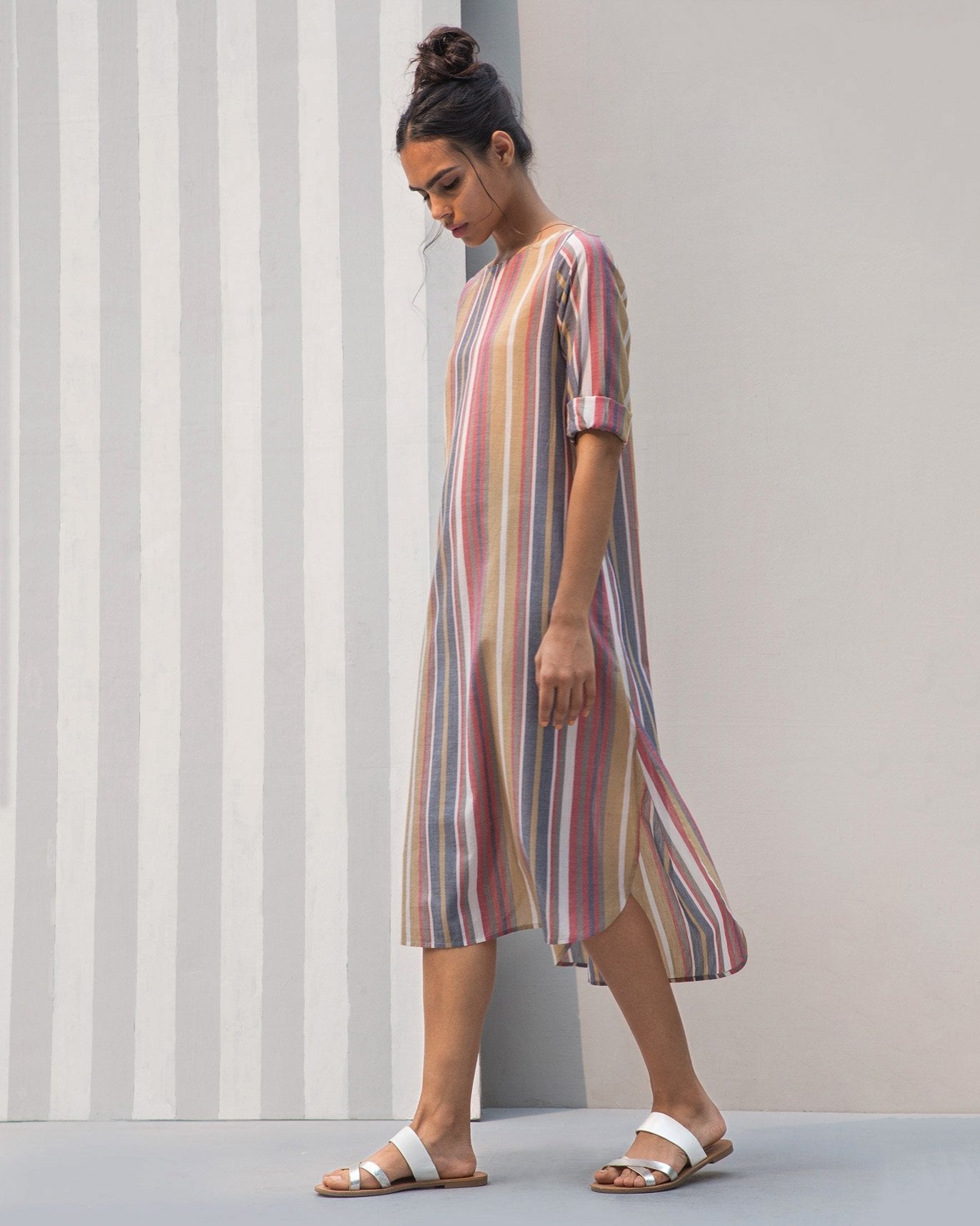 Boat Neck Stripe Dress