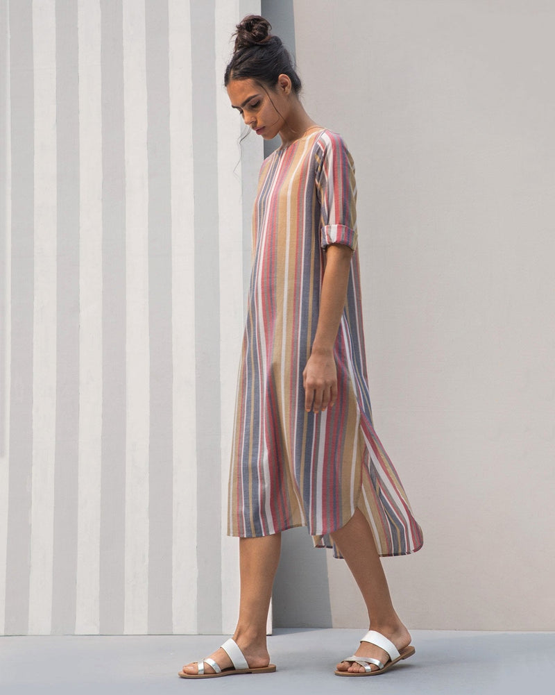 Boat Neck Stripe Dress