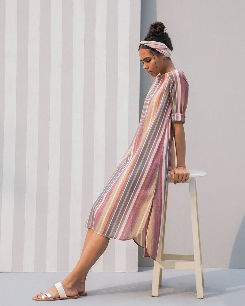 Boat Neck Stripe Dress