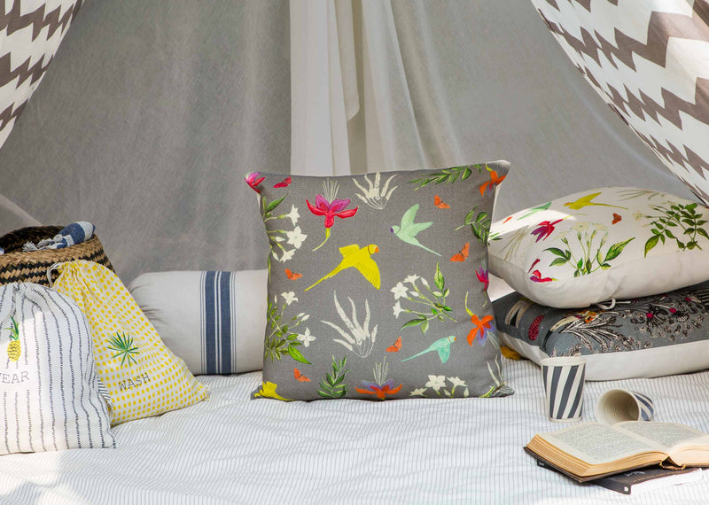 Botanical Cushion Cover - Grey