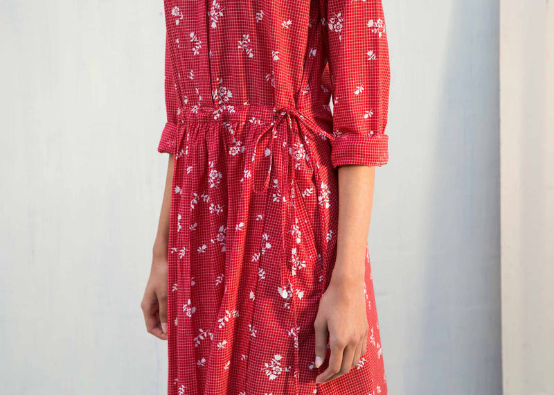 Gathered Drop Waist Dress