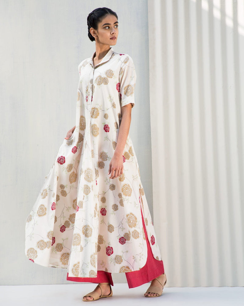 Gussette Slit Floral Kurta