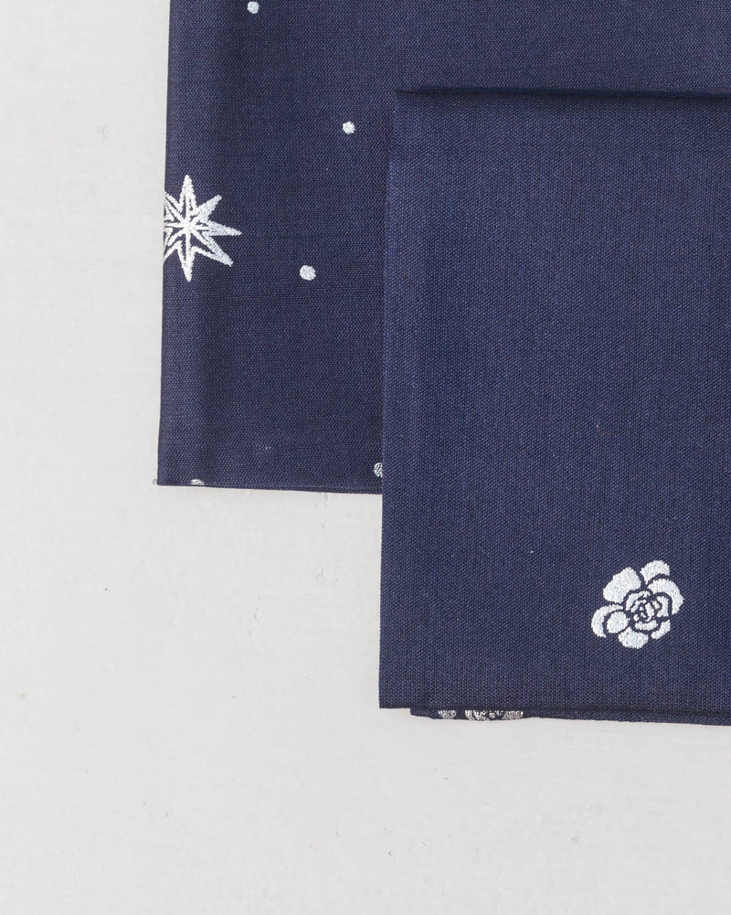 Peony & Stars Pocket Square - Blue (Set of 2)