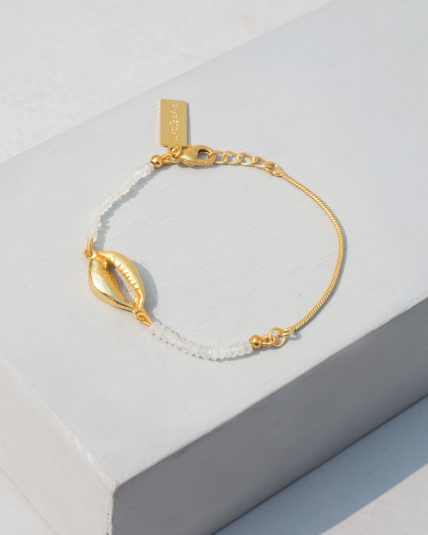 Cowri Rainbow Moonstone Bracelet