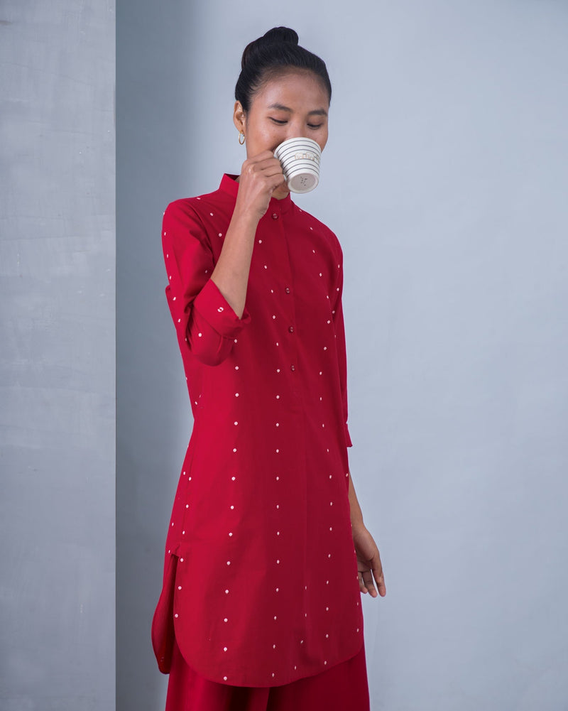 Basic Mid-Length Kurta - Red