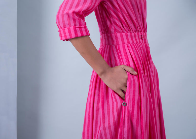 Nico Stripe Dress - Red & Pink
