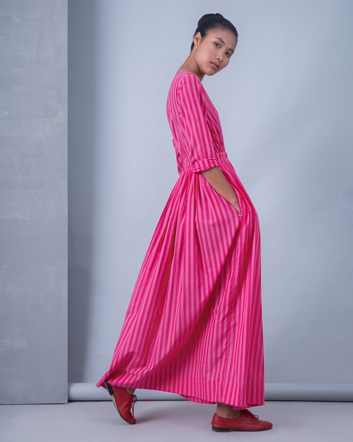 Nico Stripe Dress - Red & Pink