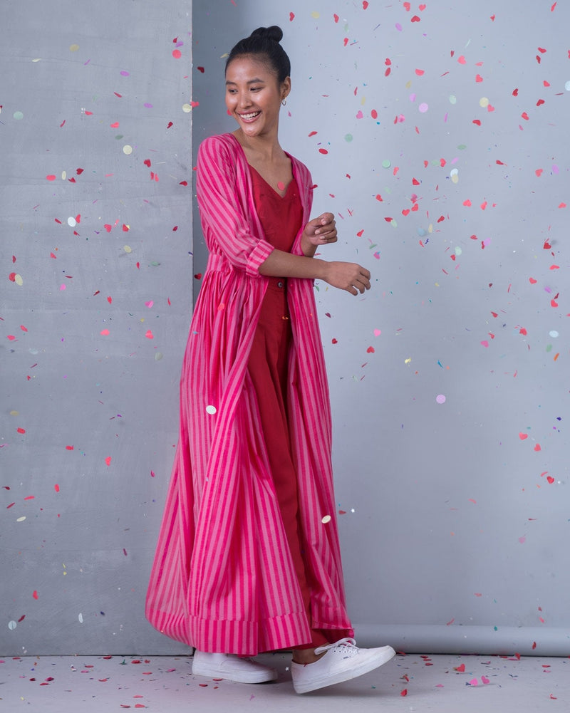 Nico Stripe Dress - Red & Pink