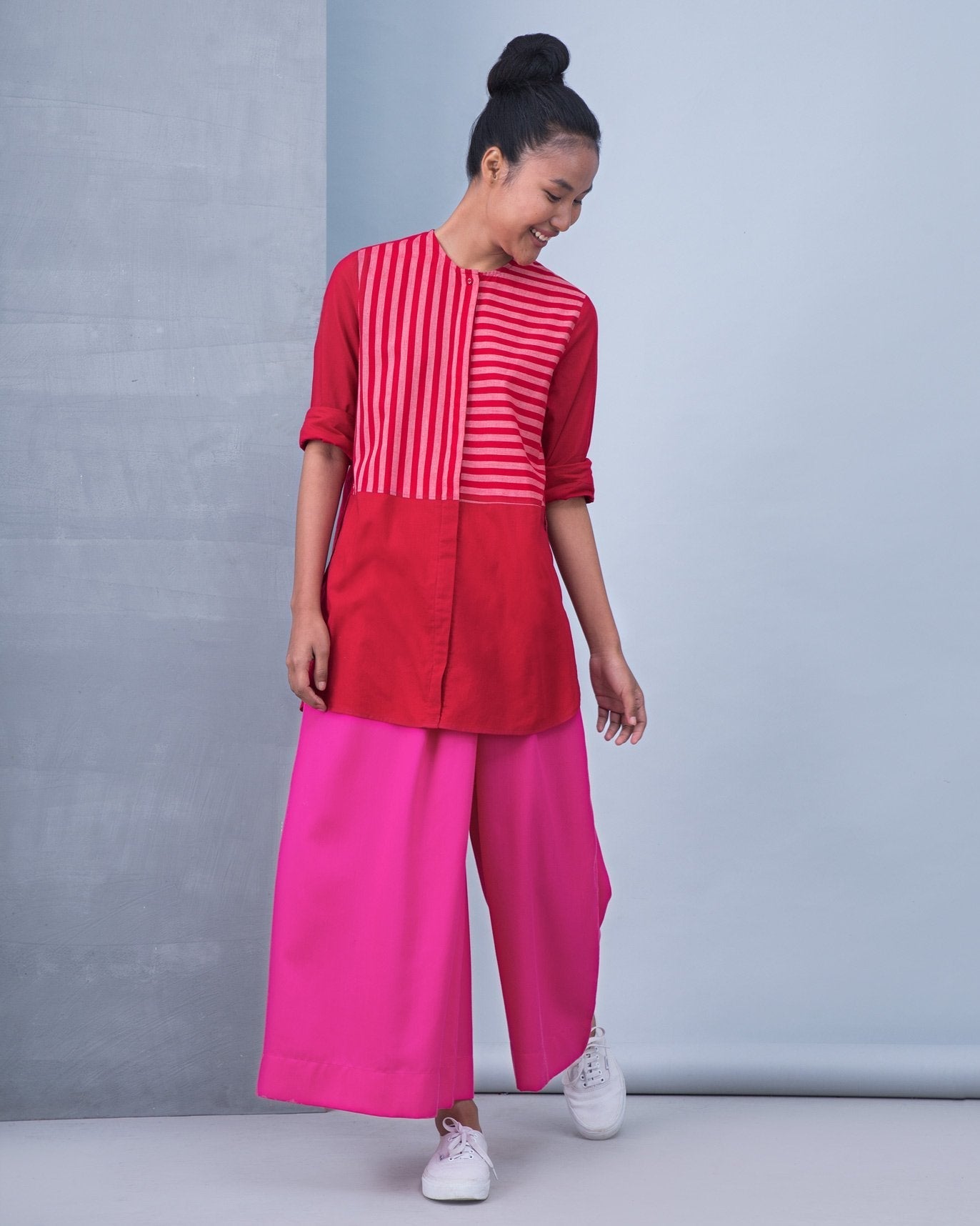 Pleated Overlap Pants