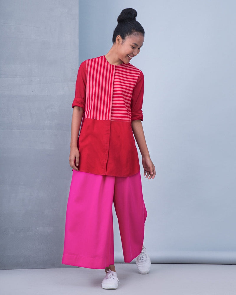 Pleated Overlap Pants