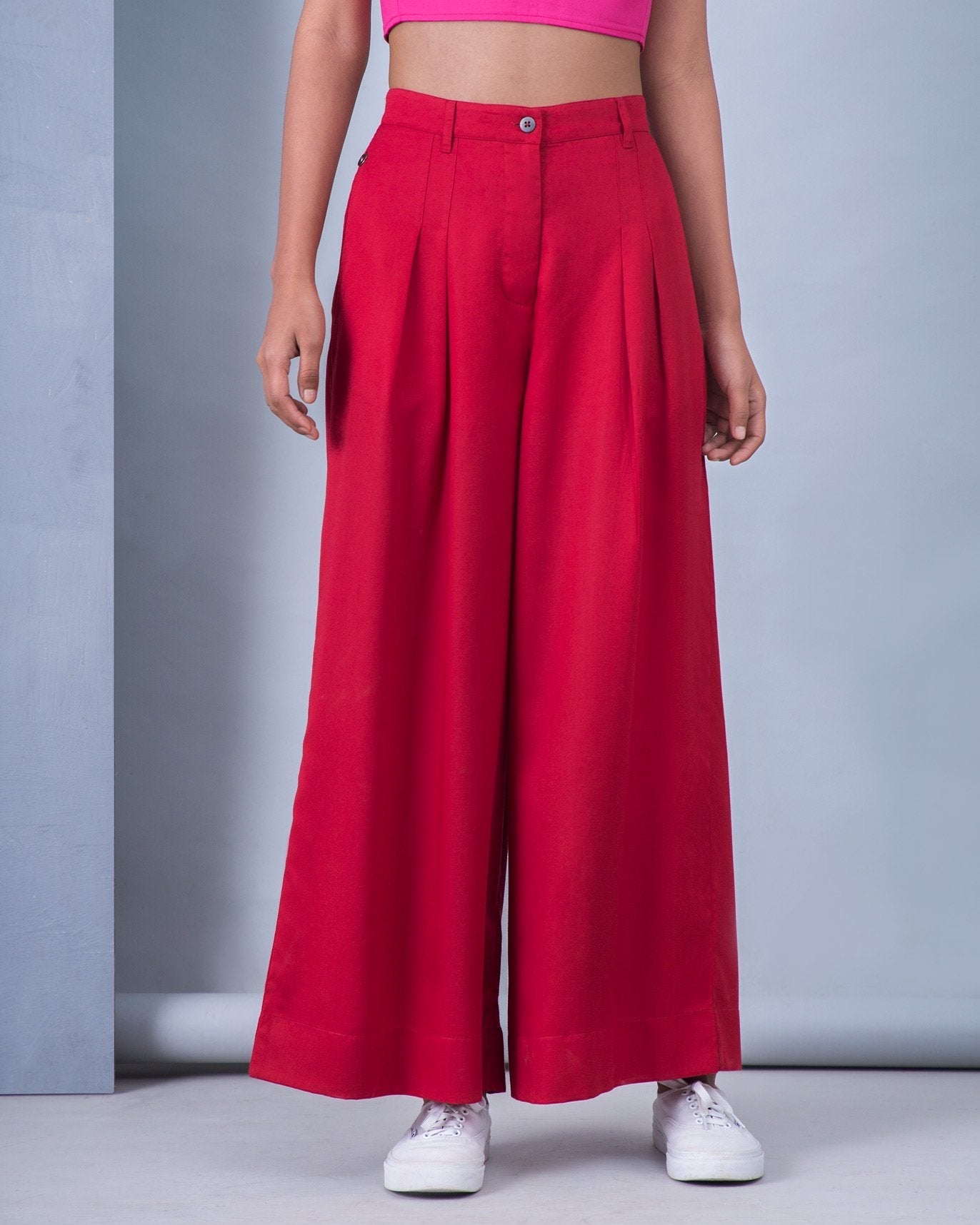 High Waist Pants - Red