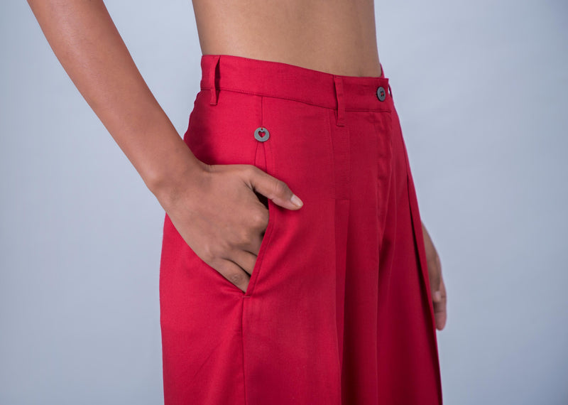 High Waist Pants - Red