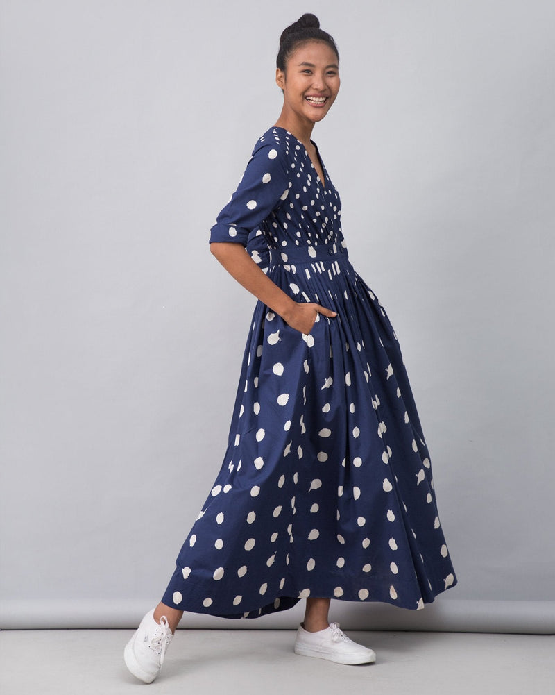 Nico Dress - Indigo & White