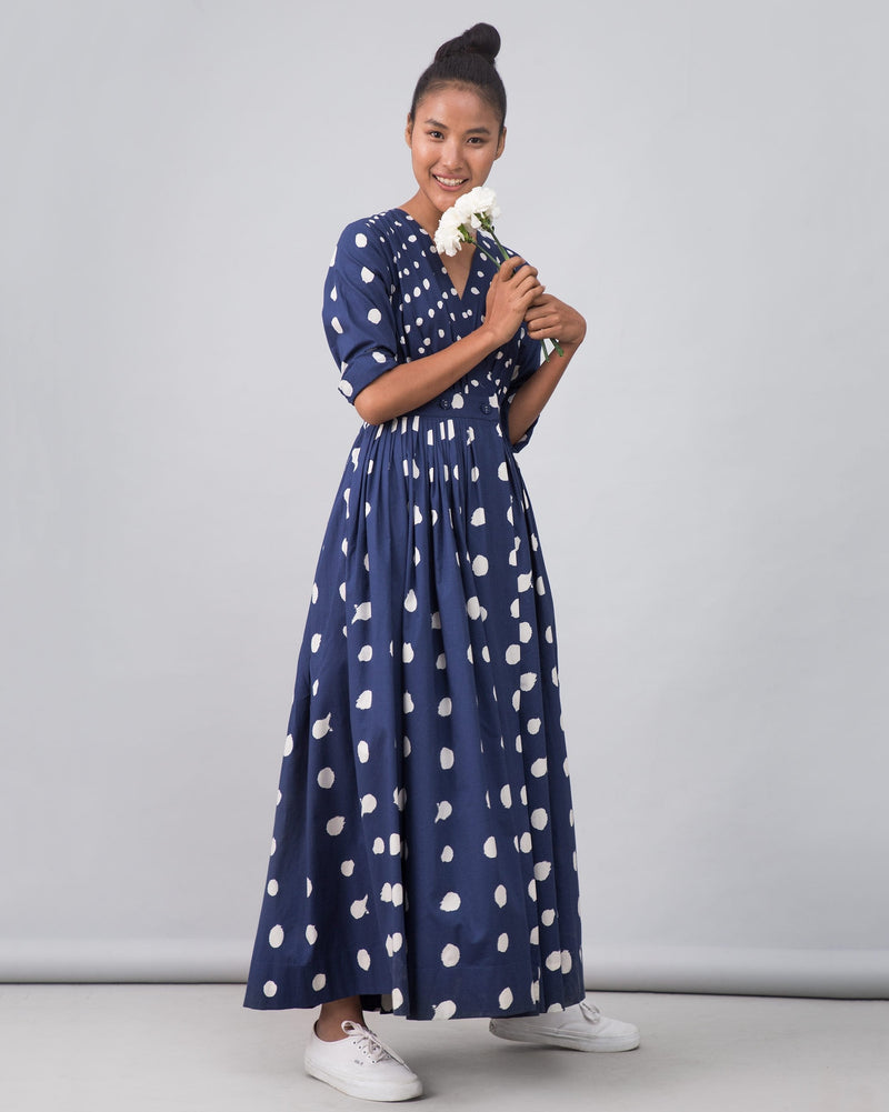 Nico Dress - Indigo & White
