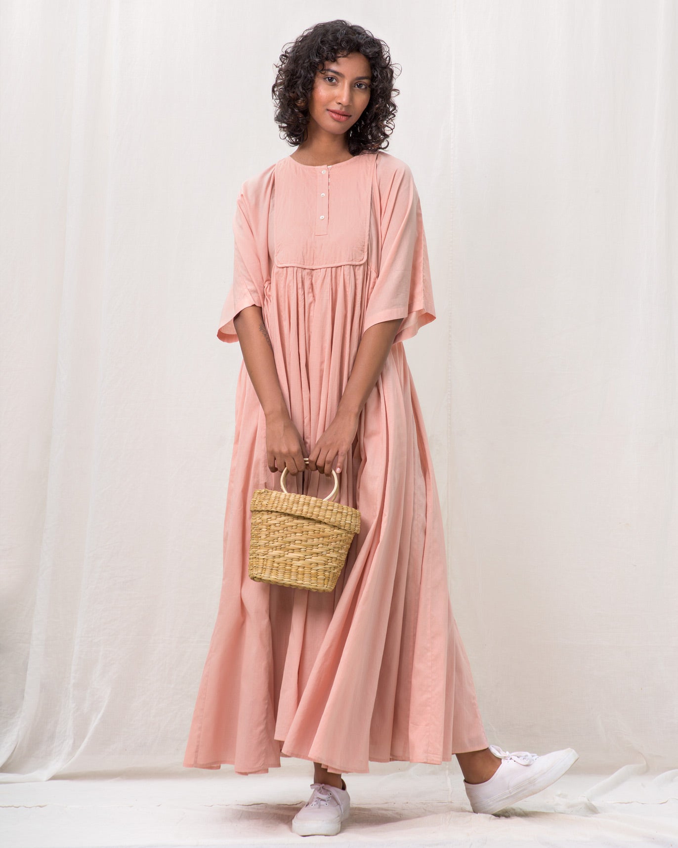 Rainy Season Dress - Pink & Ivory Stripe