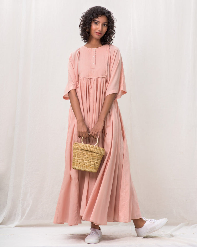 Rainy Season Dress - Pink & Ivory Stripe