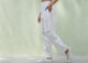 Knee Pocket Pants - White & Grey