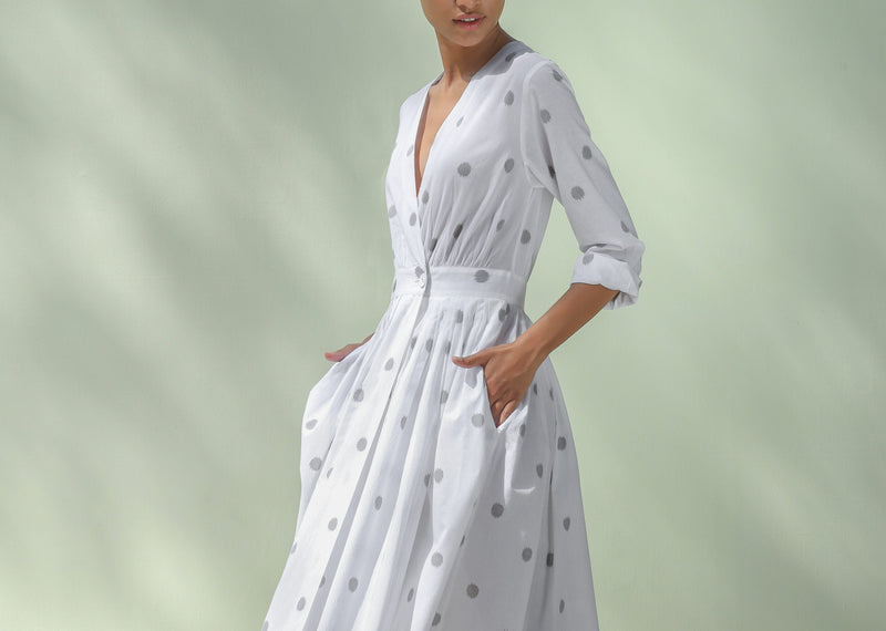 Nico Dress - Grey Ikat