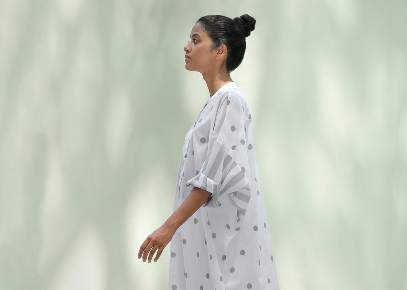 Lazy Sunday Tunic - Grey Ikat