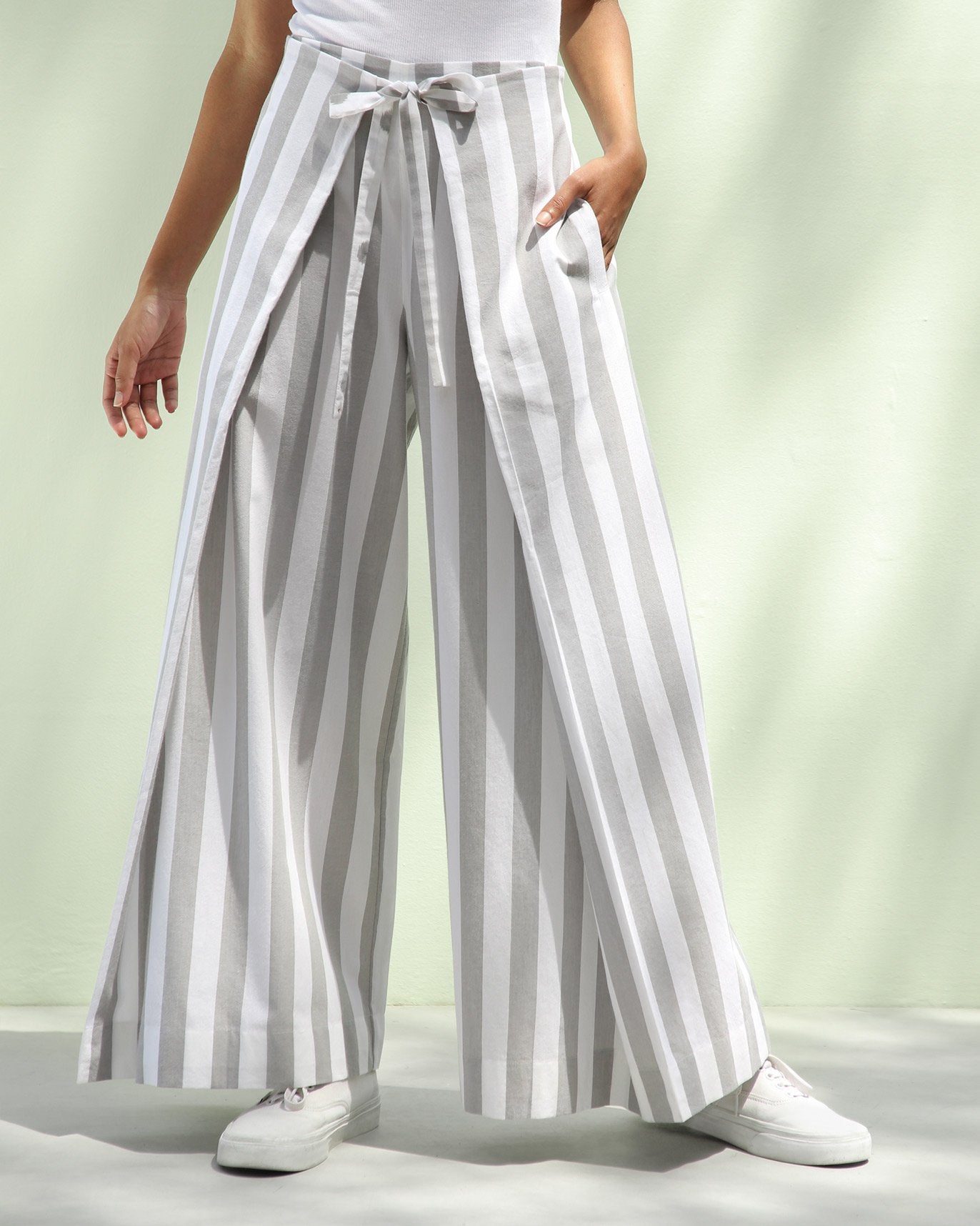 Overlap Pants - Grey Ikat
